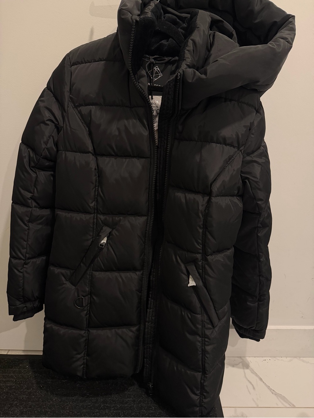 Point Zero Women's Black Quilted Hooded Puffer Coat